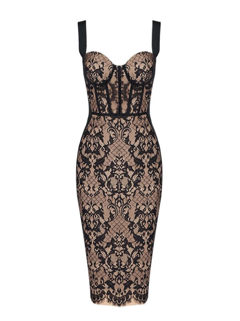 Mellissa Patchwork Lace Bandage Dress - Celestial Couture 