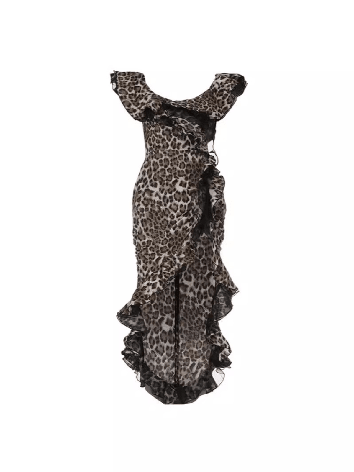 Chic Off-Shoulder Leopard Print Dress - Celestial Couture 