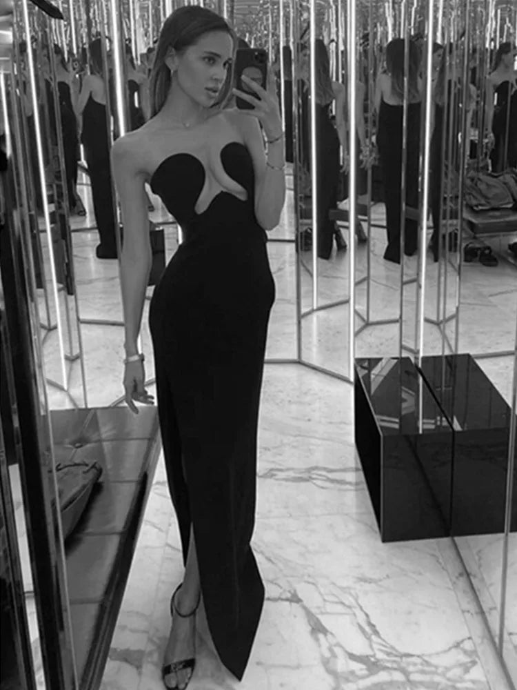 Mia Nightfall
Sexy Strapless Backless Split Black Maxi Long Bodycon Bandage Dress Elegant Evening Party Club Dress - Celestial Couture 